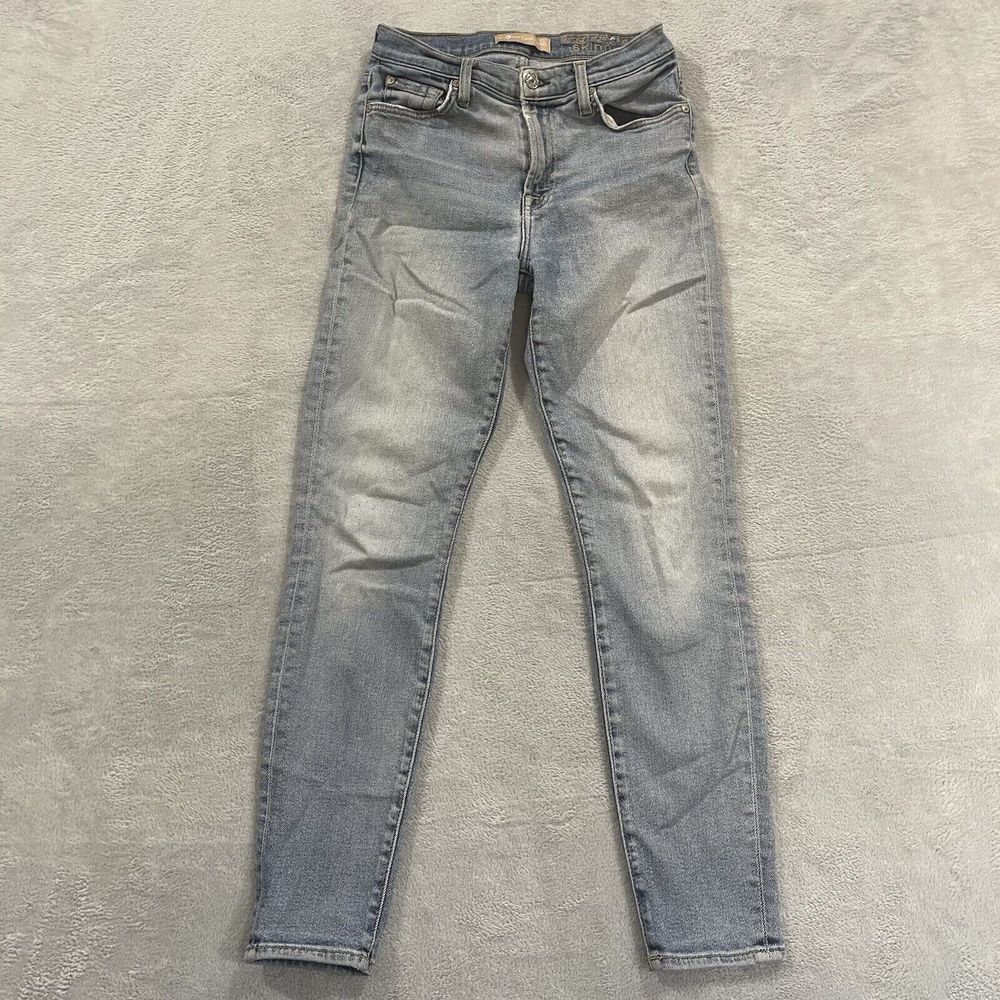 7 For All Man Kind High Waist Ankle Skinny Jeans Women 26 Waist Blue Denim